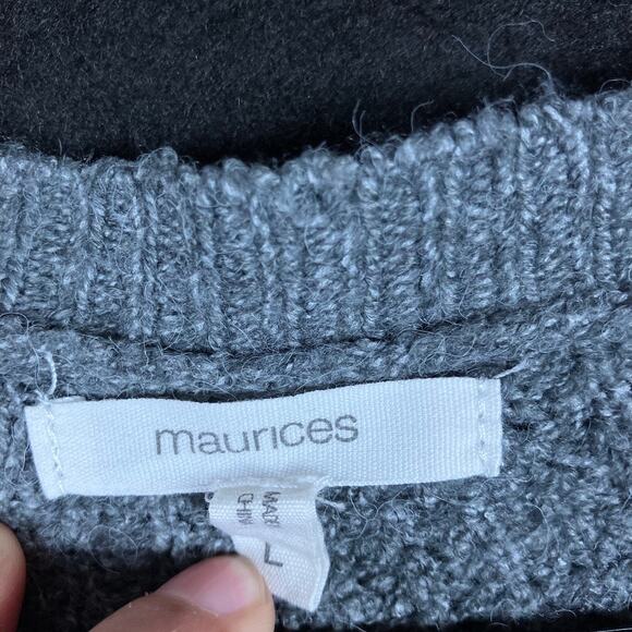 Maurices Womens Sweater Dark Gray Lightweight Waffle Knit Pullover Stretch L - Picture 6 of 12